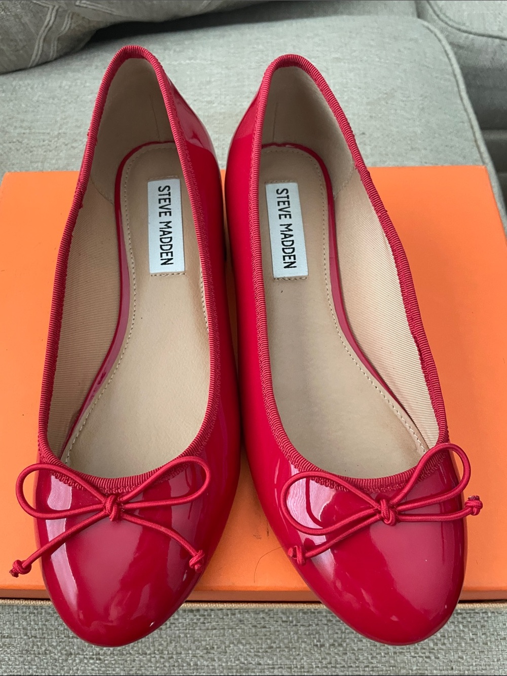 Steve Madden Shiny Red Patent Ballet Flats with Bow